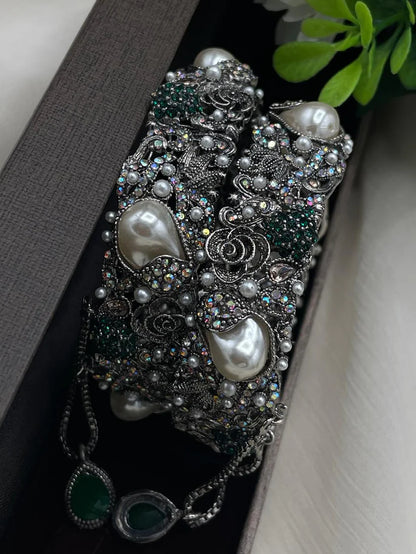 Turkish Victorian Polish Mother Pearl Openable Bangles (pair) -2722- V